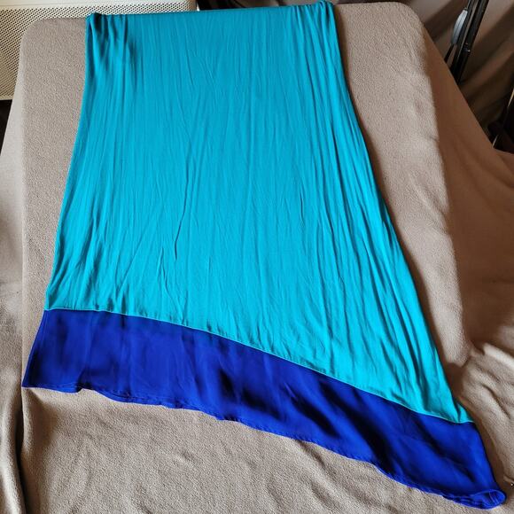 Calvin Klein Dress Womens Medium Asymmetrical Ruffle Aqua Blue Beach - Picture 6 of 16